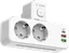 20W Grenuttagmed LED-nattlampa, 2-vägs/2 xUSB-A/1x USB-C - Vit