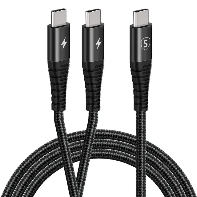 2-in-1 USB-C cable to 2x USB-C 60W - 1.2m - black