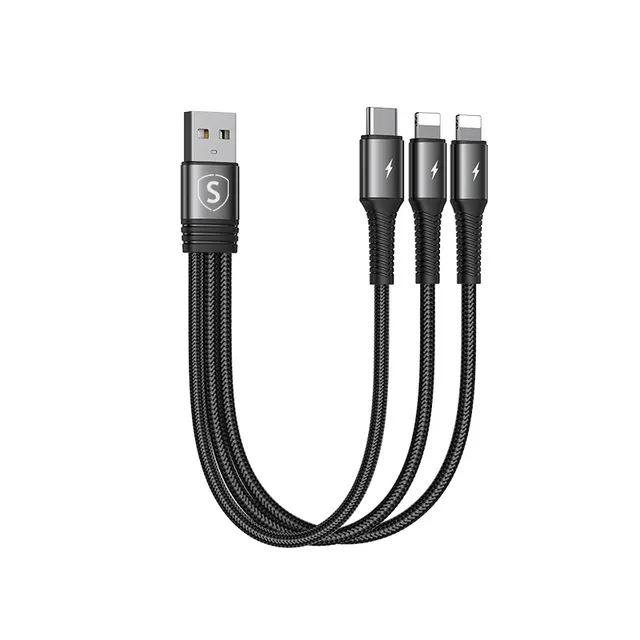 3-in-1 Cable Lightning - USB-C - 0.15m - 3.5A - 20W - Black