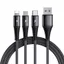 3-i-1-kabel Lightning, USB-C, Micro-USB, 3A, 1,2m - Svart