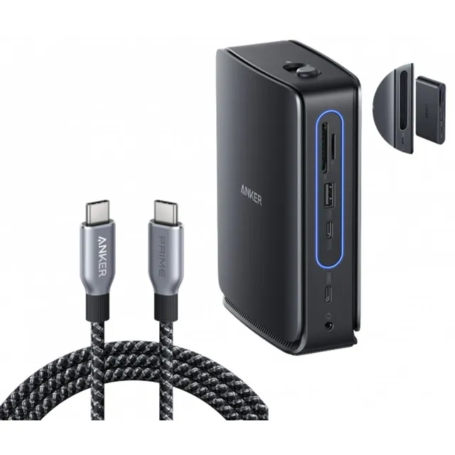 13-i-1 multifunktionell hub med USB-C-kabel – Grå