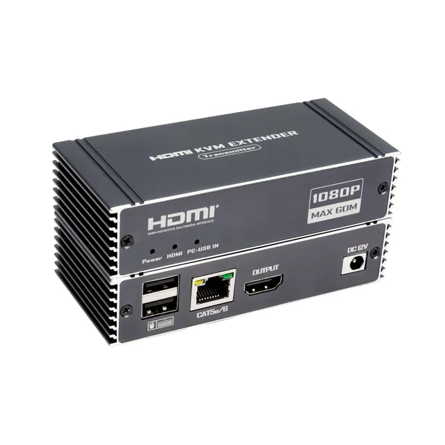 1080P 60Hz 65M HDMI KVM Extender USB över Cat5e/Cat6, POC med loop-stöd, USB för tangentbord och mus till PC/dator