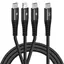 3-in-1 USB-C cable Lightning 27W & 2x USB-C 60W - Black