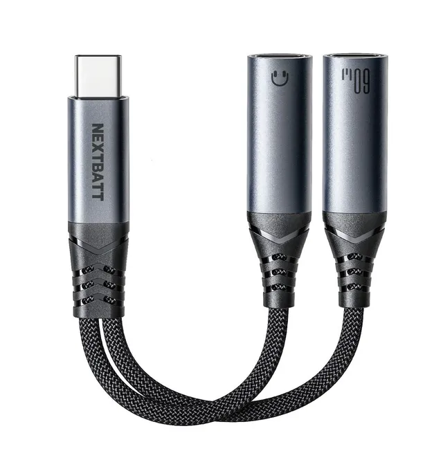 2-i-1 ljudadapter USB-C till Dual USB-C-kabel - Svart