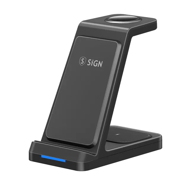 3-in-1 Qi Wireless Charging Stand 15W - Black