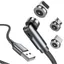 3-in-1 360° Magnetkabel Lightning, USB-C, Micro-USB, 2.4A - Svart