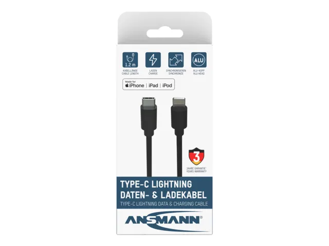 USB-C till Lightning-kabel 1,2 m svart (1700-0106)