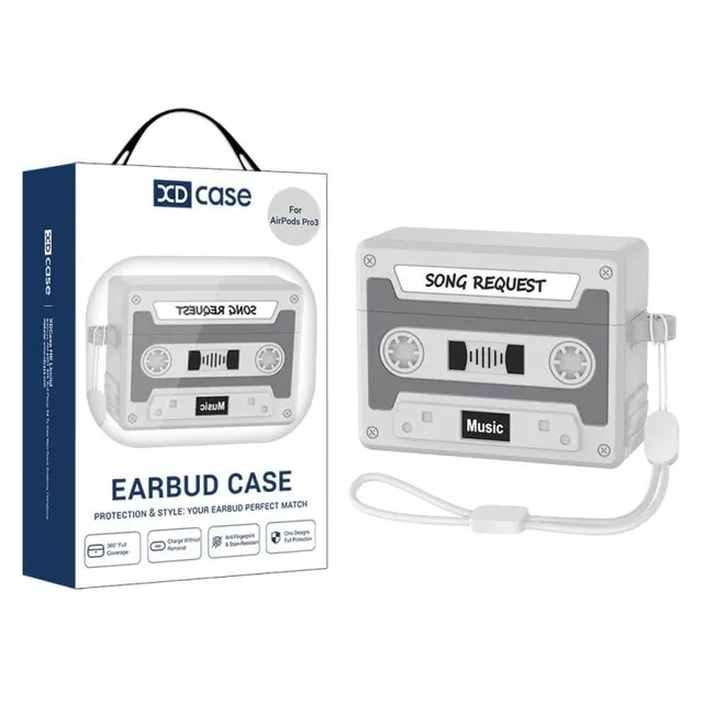 till AirPods Pro 3 i retrostil kassett - Grå