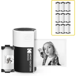 Kodak Memo Shot MS100 Instant Camera Bundle (7 Paper rolls) Vit