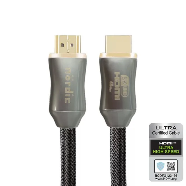 Certified Cables 3m Ultra High Speed HDMI 2.1 8K 60Hz 4K 120Hz 48Gbps Dynamic HDR eARC VRR nylonflätad kabel guldpläterad extra slitstark