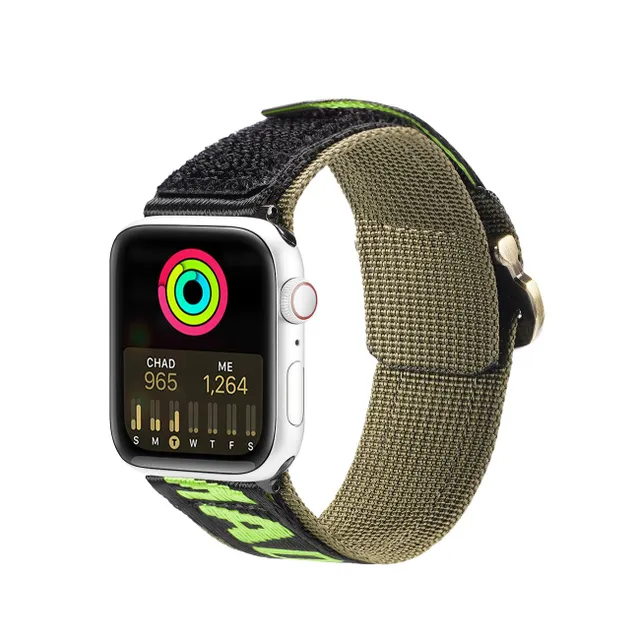 Strap (Outdoor Version) Apple Watch Ultra Strap SE 9 8 7 6 5 4 3 2 1 (49 45 44 42 mm) Nylon Band Bracelet Black/Green