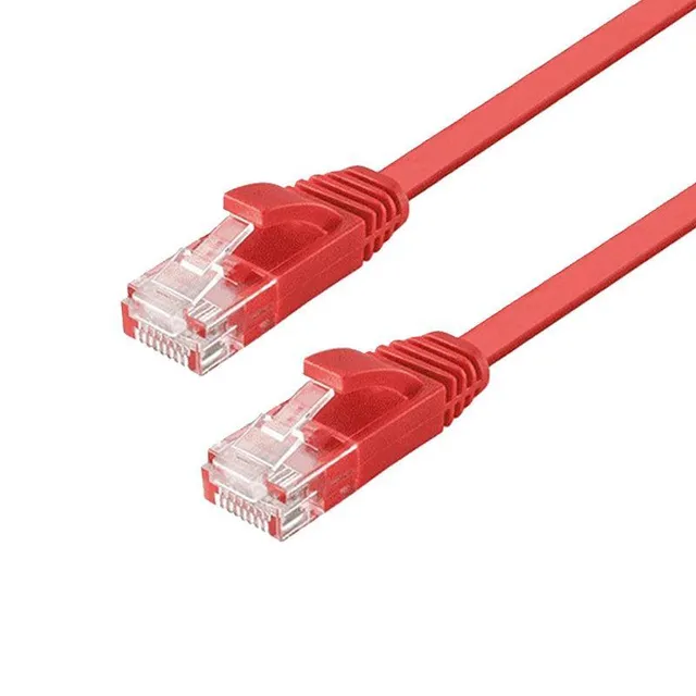 Cat6 U/UTP flat nätverkskabel 7,5m 250MHz bandbredd och 10Gbps överföringshastighet röd