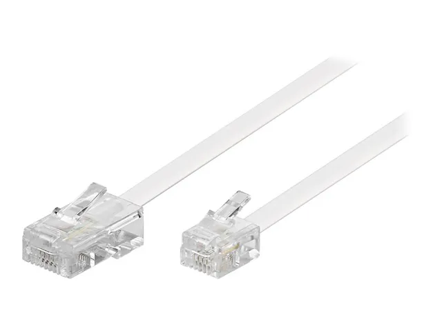93059, 10 m, RJ-45, RJ-11/RJ-14, Vit, Hankontakt, Hankontakt