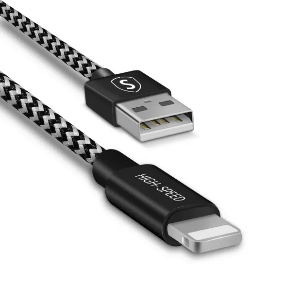 Skin Lightning-kabel 2.4A, 3m - Svart/Vit