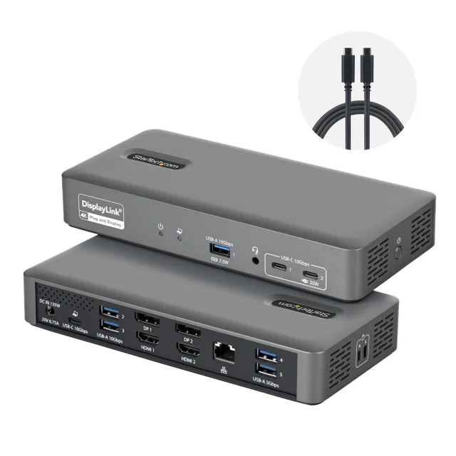 Startech - docking station - USB-C 3.2 Gen 2 - 2 x HDMI 2 x DP - 1GbE