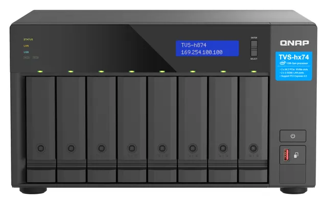 TVS-h874T - NAS-server - 8 fack - SATA 6Gb/s - RAID JBOD, 0, 1, 5, 6, 10, 50, 60 - RAM 32 GB - 2.5 Gigabit Ethernet - iSCSI support