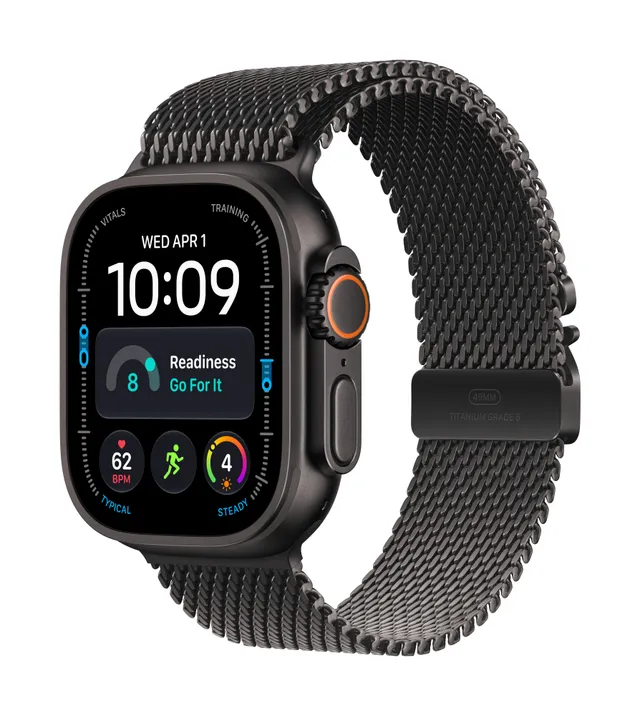 Watch Ultra 4 GPS + Cellular 49 mm svart titan, svart titan Milanesisk loop - L