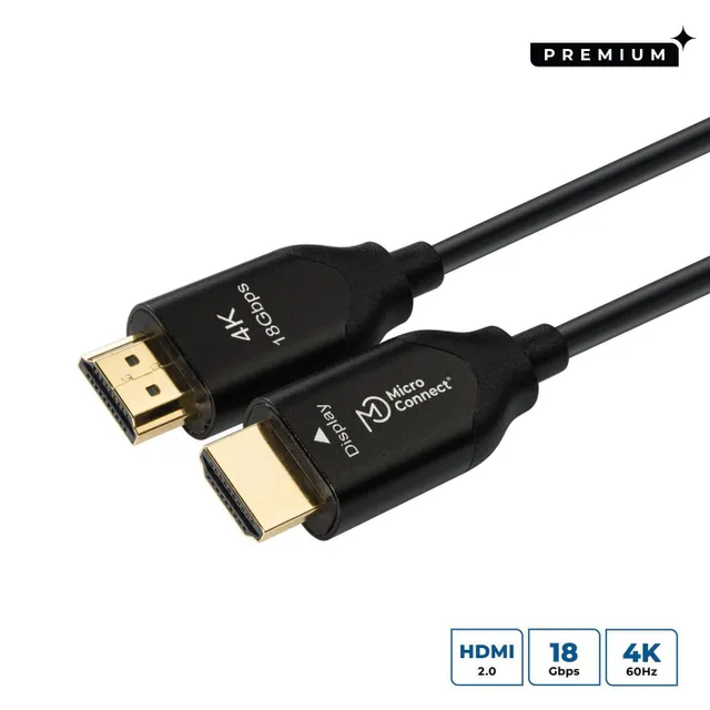 HDMI-kabel MicroConnect Premium High Speed Active Optic, 4K@60Hz, 25 meter - Svart