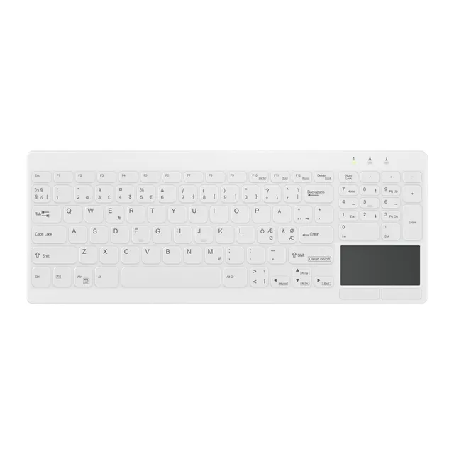 Medical AK-C7412F - keyboard - compact compact - with touchpad - QWERTY - Pan Nordic - white Input Device - Tangentbord - Nordisk - Vit