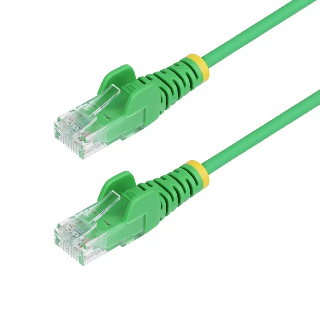 StarTech.com - Patch-kabel - RJ-45 (hane) till RJ-45 (hane) - 25 cm - 3.6 mm - UTP - CAT 5/5e/6 - IEEE 802.3bt - halogenfri, hakfri, rak - grön