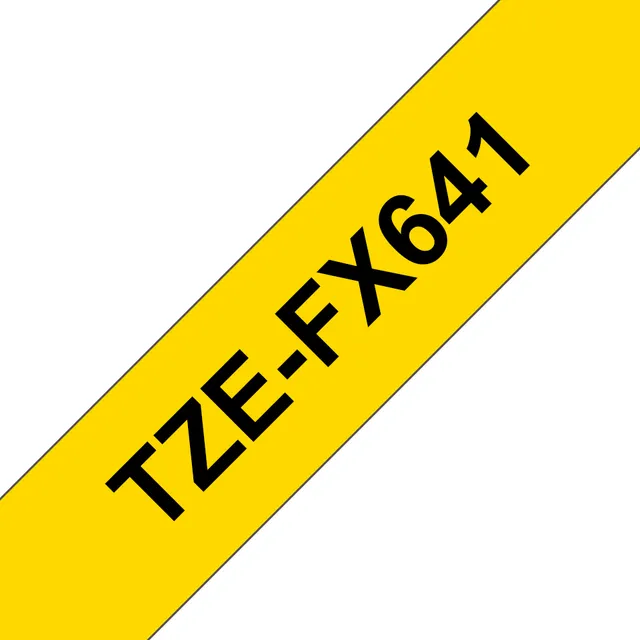 märktape TZE-FX641, 18mm, Svart på gul botten, 8 meter, thermal