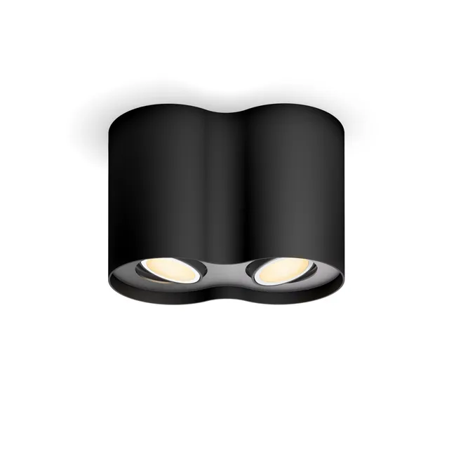 Hue Pillar Dubbel Spotlight - Svart - Med Dimmer Switch