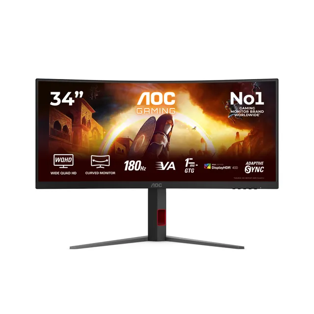 34" AOC G4 CU34G4CA computer monitor 86.4 cm (34") 3440 x 1440 pixels Black Red