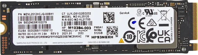 HP - SSD - 512 GB - inbyggd - M.2 2280 - PCIe 4.0 x4 (NVMe)