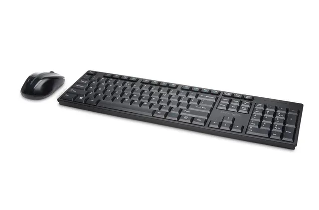 Pro Fit Low-Profile Desktop Set - Sats med tangentbord och mus - trådlös - 2.4 GHz - fransk - svart