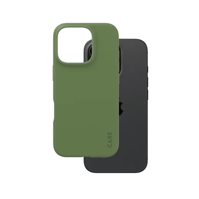 CARE by PanzerGlass - Baksidesskydd för mobiltelefon - MagSafe-kompatibilitet - återvunnen plast - pikanter grön - för Apple iPhone 16 Pro