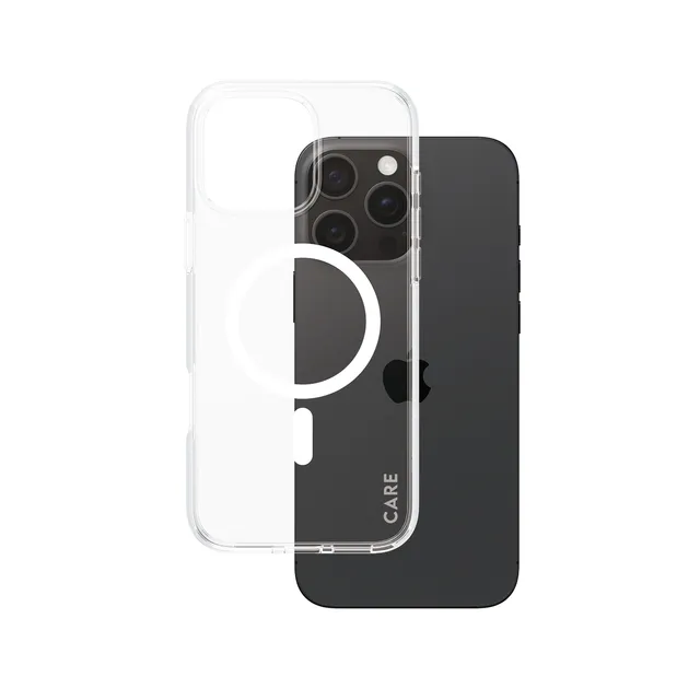 CARE by PanzerGlass Urban Combat - Baksidesskydd för mobiltelefon - MagSafe-kompatibilitet - återvunnen plast - transparent, vit - för Apple iPhone 16 Pro Max