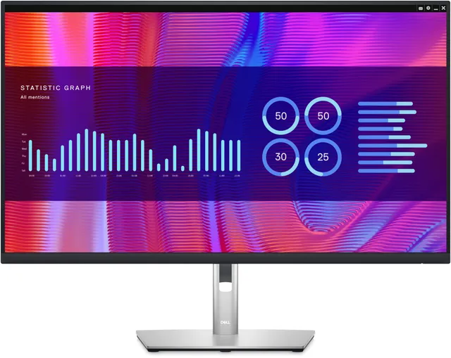 31.5" Dell P3223DE, IPS 2560x1440, 5 ms, höjdjusterbar, pivot, HDMI/DP/USB-C 65W, USB 3.2-hubb