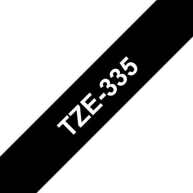 Tze-335 Etikett-Tejp vit På, svart