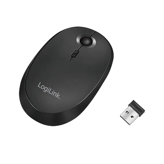 ID0204, Ambidextrous, Trådlös RF + Bluetooth, 1600 DPI, Svart
