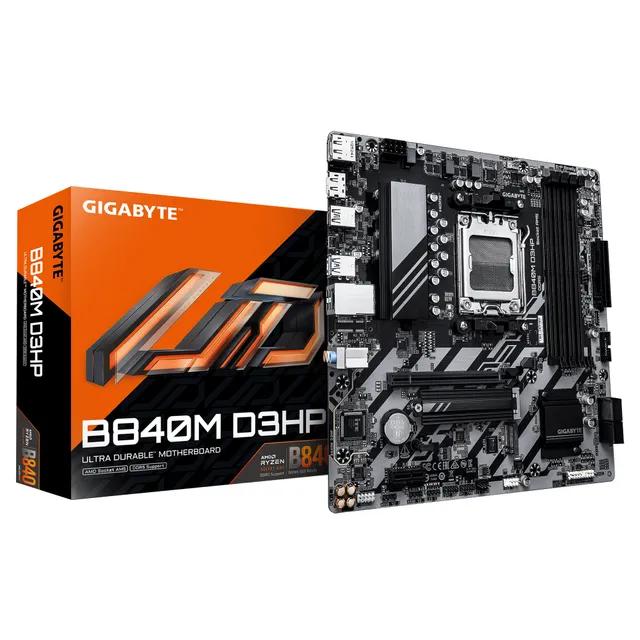 B840M D3HP Moderkort - AMD B840 - AMD AM5 - DDR5 RAM - Micro-ATX