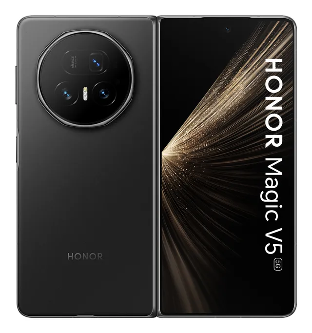 Honor Magic V5 - 5G pekskärmsmobil - dual-SIM - RAM 16 GB / Internminne 512 GB - OLED-skärm - 7.95 - 7.95 - 2352 x 2172 pixlar 2352 x 2172 pixlar (120 Hz) - 3 st. bakre kameror 50 MP, 50 MP, 64 MP - 2x front cameras 20 MP, 20 MP - svart