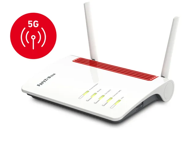FRITZ!Box 6850 5G - Trådlös router - WWAN 4-ports-switch - 1GbE - Wi-Fi 5 - Dubbelband - 3G, 4G, 5G - VoIP-telefonadapter