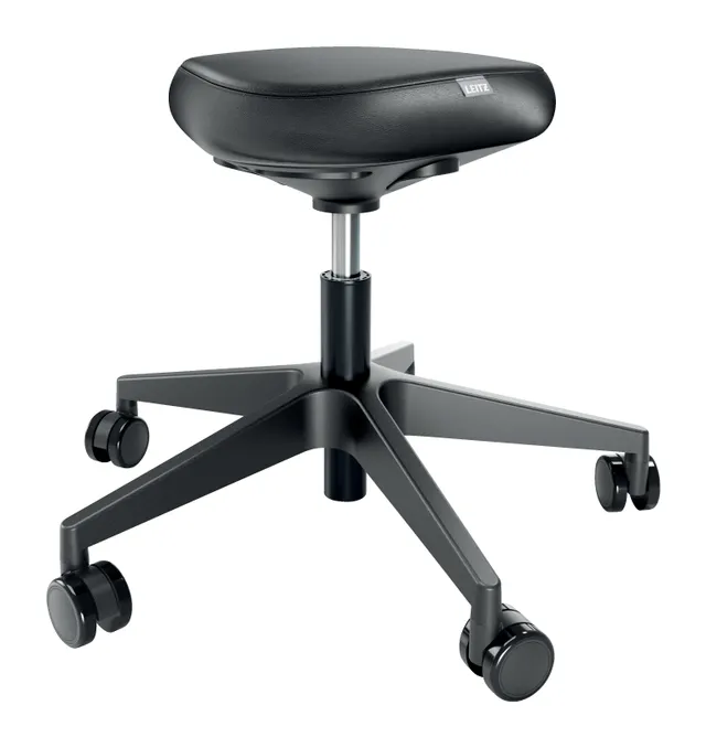 Ergo Sadelstol med hjul, Stoppad sits, Svart, Skum, Svart, Metall, 5 hjul