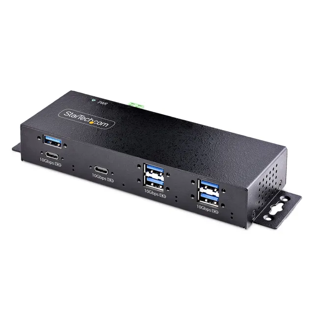 7-Port Industrial USB Hub 10Gbps Hub Metal Mountable TAA - hub - industrial - 7 ports - rack-mountable - TAA Compliant USB Hub - 7 porte - Svart