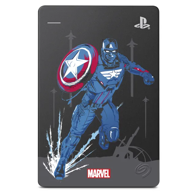 Game Drive for PS4 STGD2000206 - Marvel Avengers Limited Edition - Cap - hårddisk - 2 TB - extern (portabel) - USB 3.0 - grå-metallic - för So