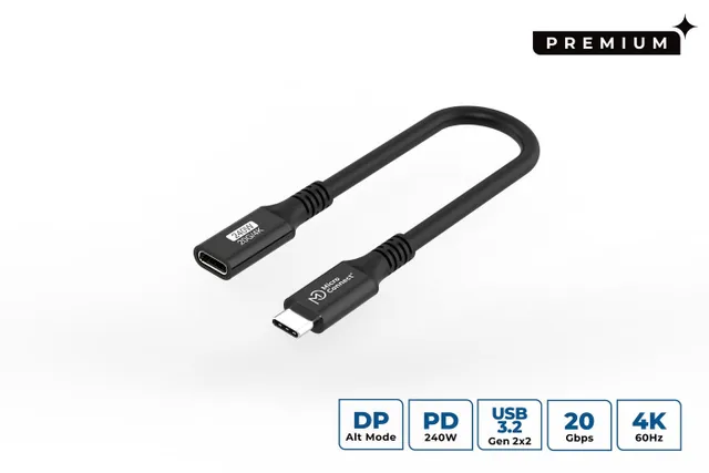 Premium - USB-C extension cable - USB-C to USB-C - 15 cm