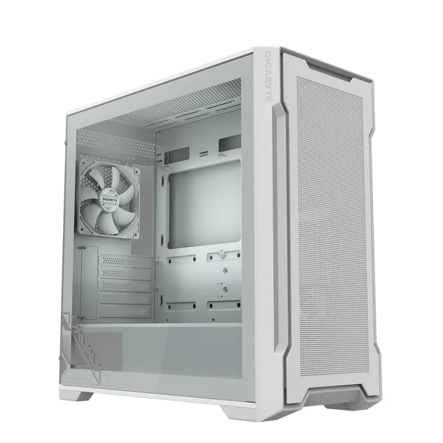 Gigabyte C102 GLASS ICE - Mid tower - mini ITX / micro ATX - genomskinlig sidopanel (härdat glas) - ingen strömförsörjning (ATX) - vit - USB/ljud