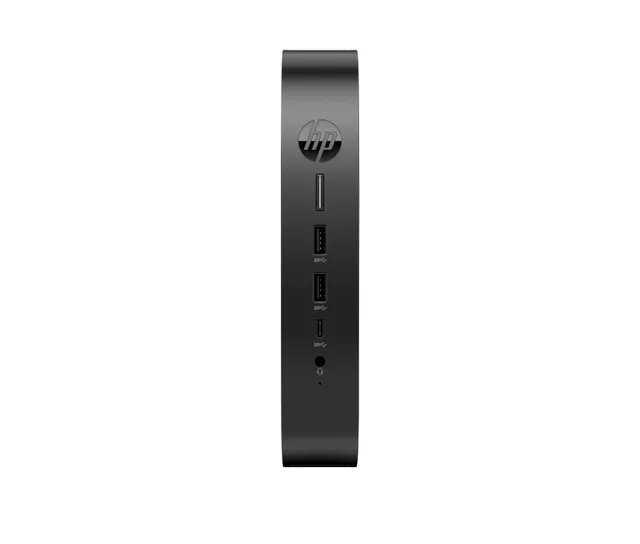 Elite t655 - Tunn klient - SFF 1 x Ryzen Embedded R2314 / upp till 3.5 GHz - RAM 4 GB - flash 32 GB - eMMC - Radeon Graphics - Gigabit Ethernet, Bluetooth 5.2, IEEE 802.11ax (Wi-Fi 6) - HP ThinPro - skärm: ingen - tangentbord: tysk