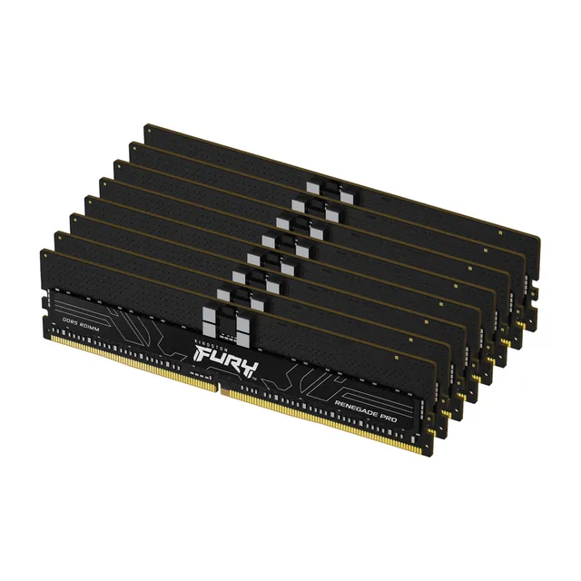 FURY Renegade Pro - DDR5 - sats - 256 GB: 8 x 32 GB - DIMM 288-pin - 6000 MT/s / PC5-48000 - CL32 - 1.35 V - registrerad - on-die ECC - svart