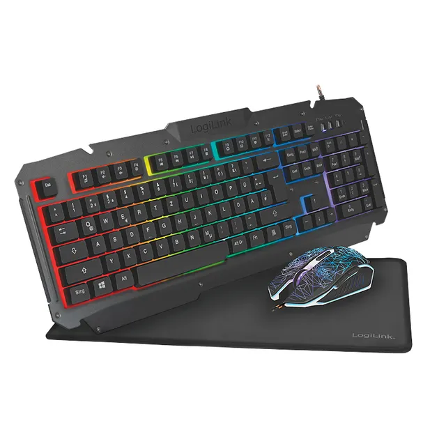 Gaming-Set keyboard mouse and mouspad - Gaming Tangentbord - Tysk - Svart