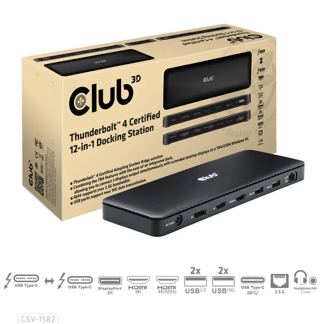 12-in-1 - docking station - USB-C / USB4 / Thunderbolt 3 / Thunderbolt 4 - 2 x HDMI DP Thunderbolt 4 - 2.5GbE
