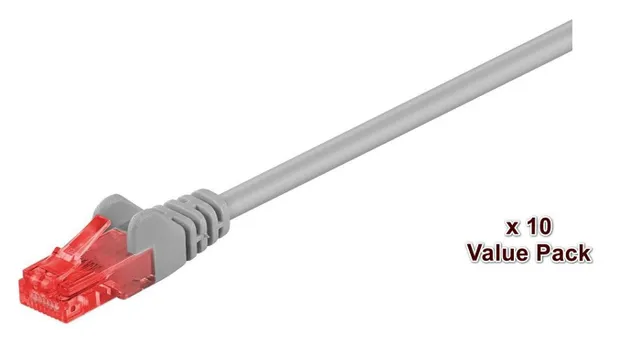 Nätverkskabel oskärmad Cat6, MicroConnect, 0,5 meter, 10-pack - Grå