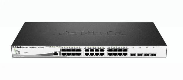 D-Link DGS 1210-28MP - Switch - Administrerad - 24 x 10/100/1000 (PoE+) + 4 x Gigabit SFP - skrivbordsmodell, rackmonterbar - PoE+