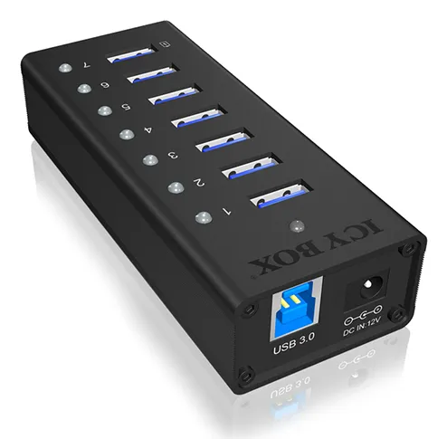 IB-AC618 USB Hub - USB 3.2 - 7 porte - Svart