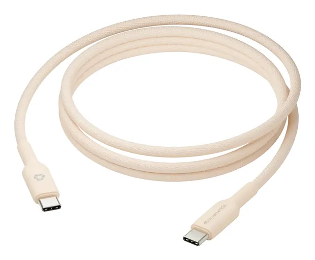 re-charge - USB-kabel - USB-C (hane) till USB-C (hane) - 1.5 m - flätad, USB-C Power Delivery (60W) - beige
